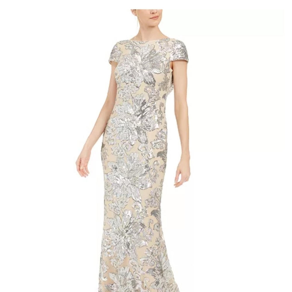 Calvin Klein Sequined Cowl Back Gown
